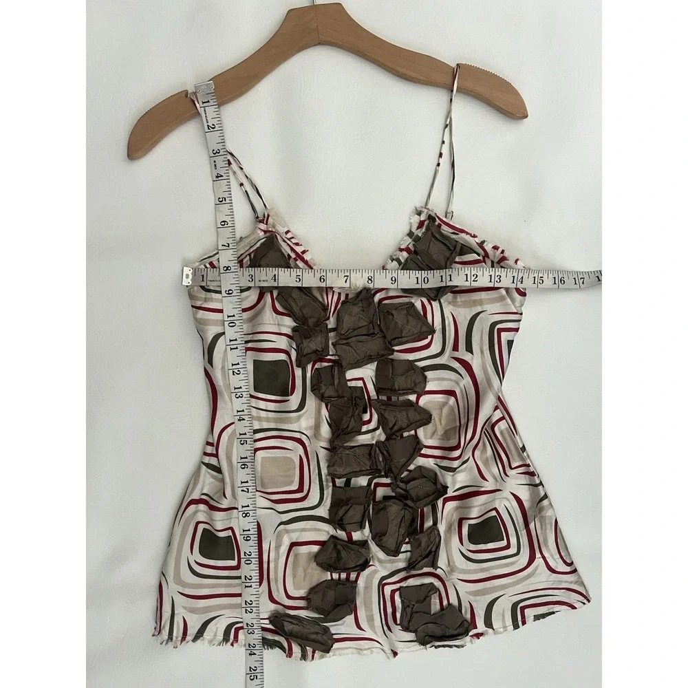 Poleci Y2K Silk Multicolor Abstract Top Size 2 Boho Coquette Festival